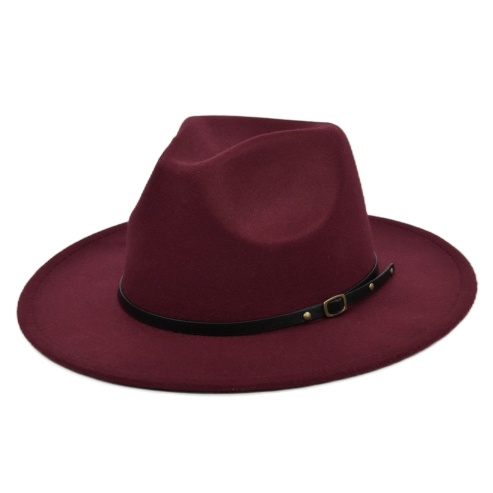 Unisex Retro Solid Color Sewing Flat Eaves Fedora Hat display picture 3