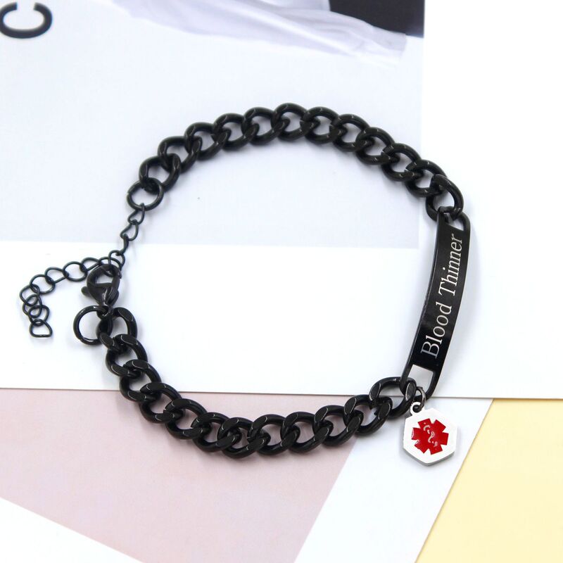 Cross border hot sale stainless steel lettering Medica id medical logo bracelet DIY bracelet in stock wholesale