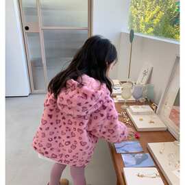 童装冬季女童新款粉色拉链衫韩版加厚毛毛衣潮范外套 Q2127