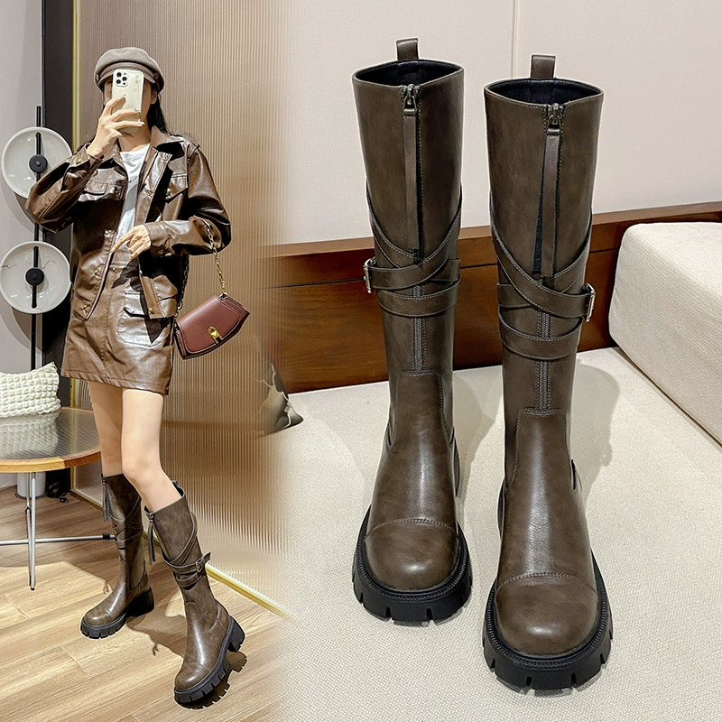 Demi-season mesh high boots platform, internet celebrity