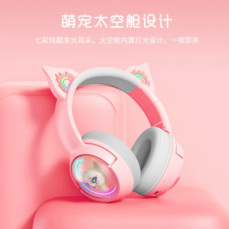 ONIKUMA B5 Wireless Gaming Headset with Noise Cancellation, 2.4G, RGB Lights, Esports Cat-Ear Design