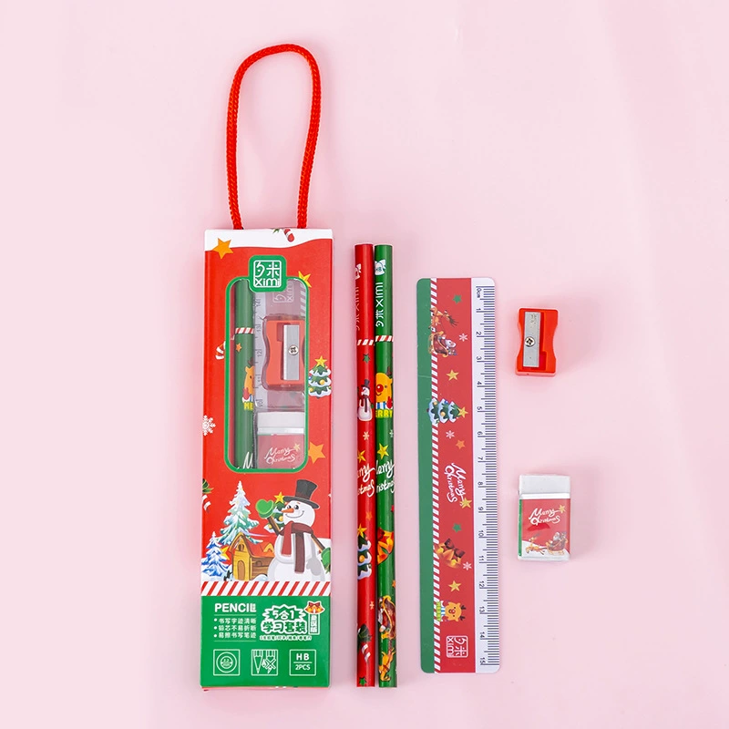 Portable five‑piece stationery set for kids — colorful kindergarten/elementary school gift, 6 designs
