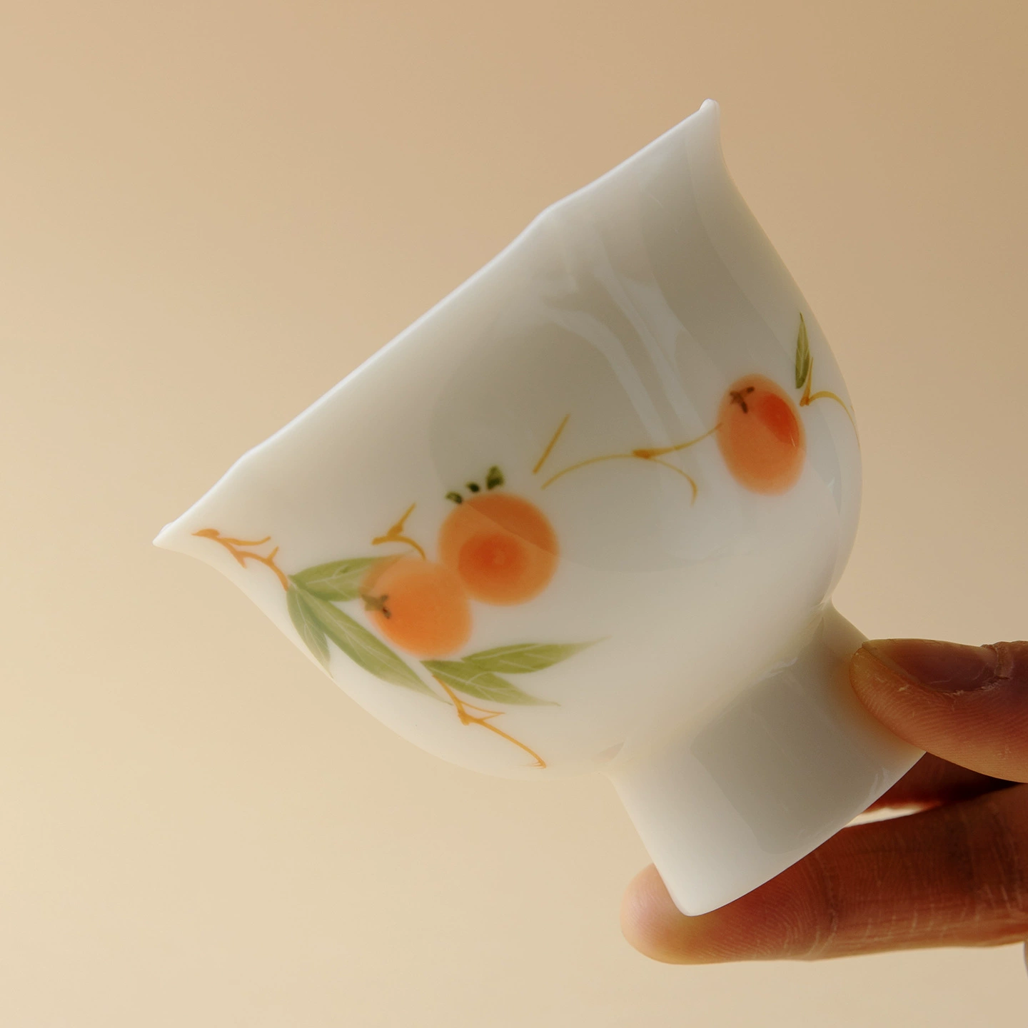乐佳 Белая фарфоровая чашка с ручной росписью калину persimmon persimmon Ruyi чайная чашка персональная чашка высокая чашка для чая домашнее чаепитие чашка с лепестками мастера