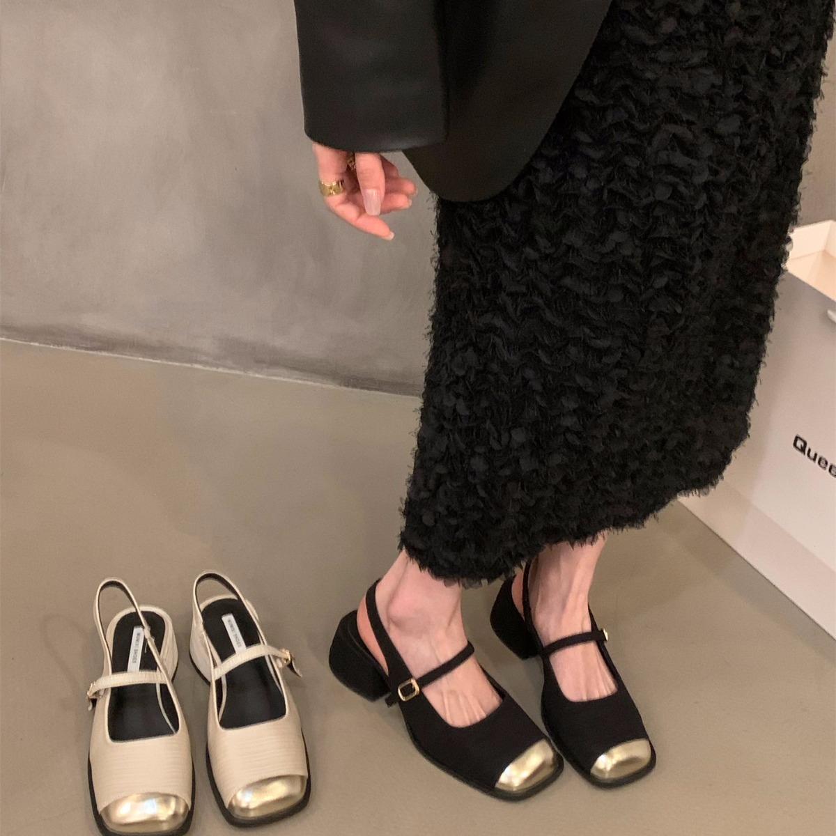 Pequeña brisa fragante negra francesa sandalias marizhen zapatos de hadas 2024 nuevos tacones altos en la brisa nocturna de verano