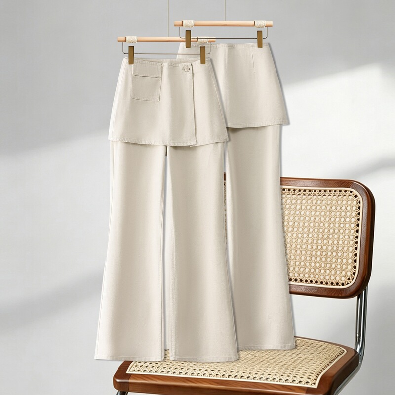 Zhengzhou women's pants high-end brand official flagship store 2026 new popular model this year: trendy wide-leg pants with a back flap Zhengzhou women's pants high-end brand official flagship store 2026 new popular model this year: trendy wide-leg pants with a back flap