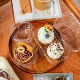 2粒纸杯蛋糕盘挞包装盒烘焙手工马芬甜点下午茶打包透明吸塑单粒