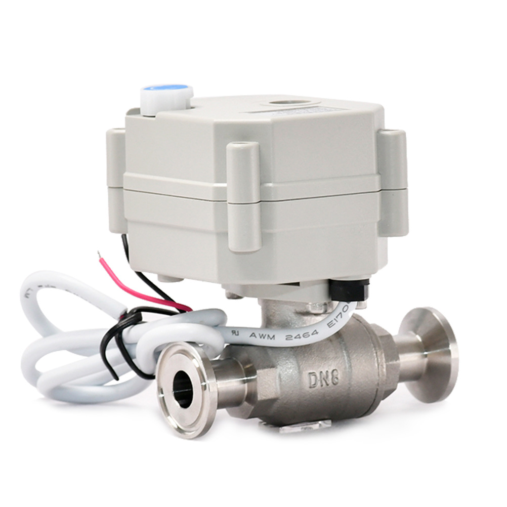 二通式不锈钢直通球阀 常温带手动快装两通微型智能电动阀DN8