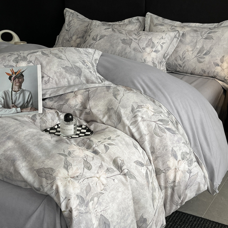 Autumn and Winter Thickeneded Cotton Ecological Brushed Digital Printing Four-Piece Set of Pure Cotton Bed Sheetss, Fitted Bed Sheetss, Quilt Covers, Bedding
