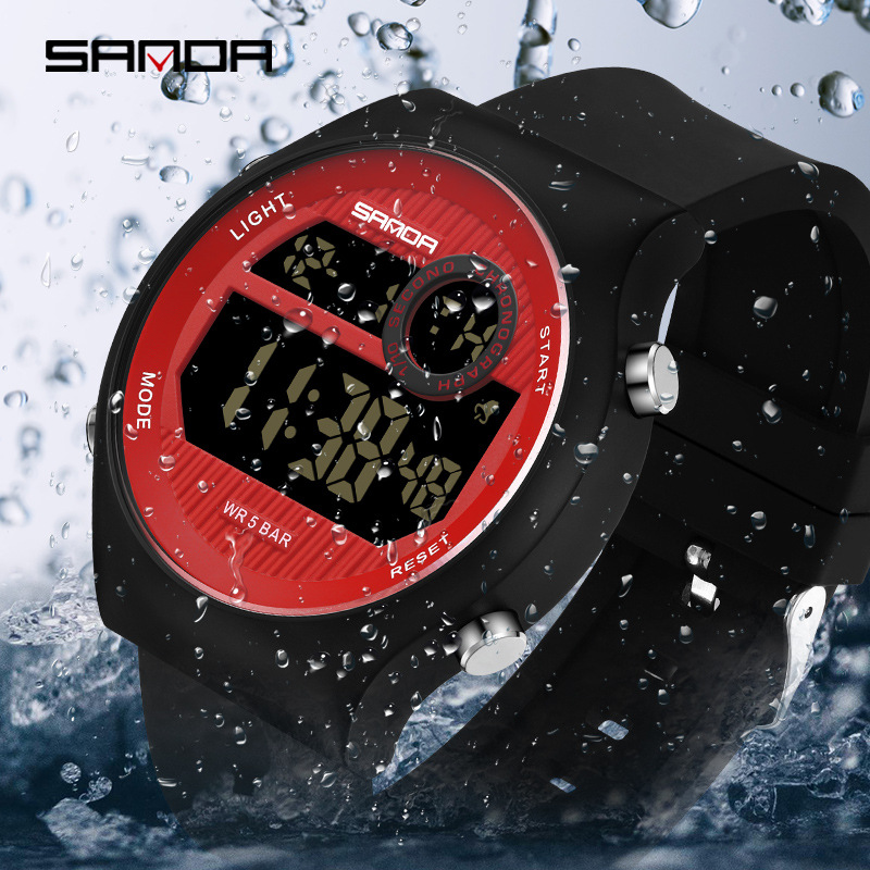 SANDA Sanda movimiento electrónico reloj electrónico de moda de estudiantes de secundaria secundaria reloj electrónico multifuncional luz nocturna reloj despertador estudiante reloj