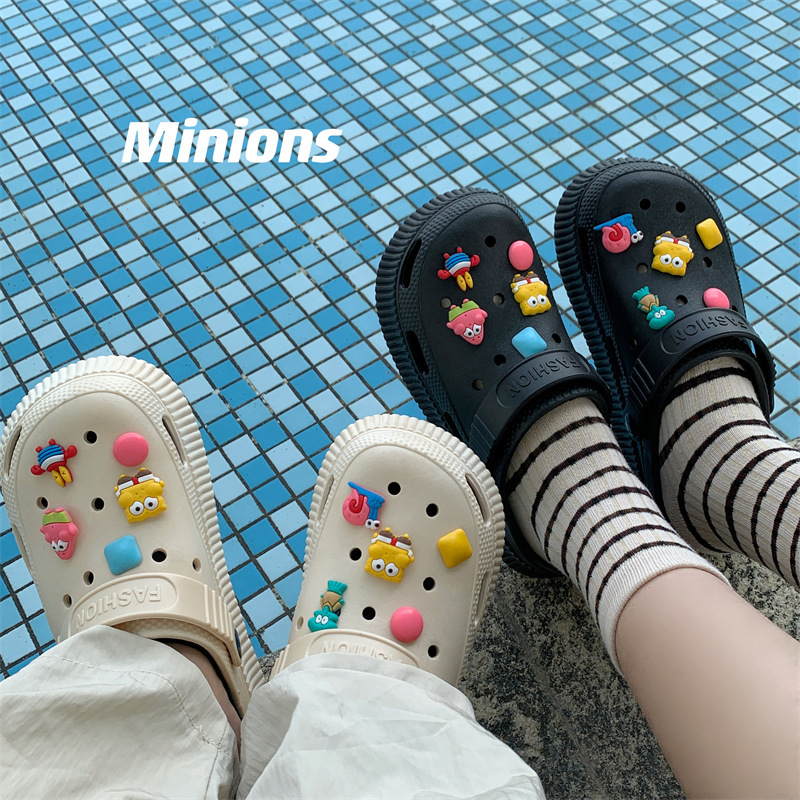 Thick-Soled Clogs for Women, Detachable Dual-Use Nurse Clogs, Platform High-Heeled Closed-Toe Non-Slip Half-Slippers for Women, Soft-Soled Non-Slip