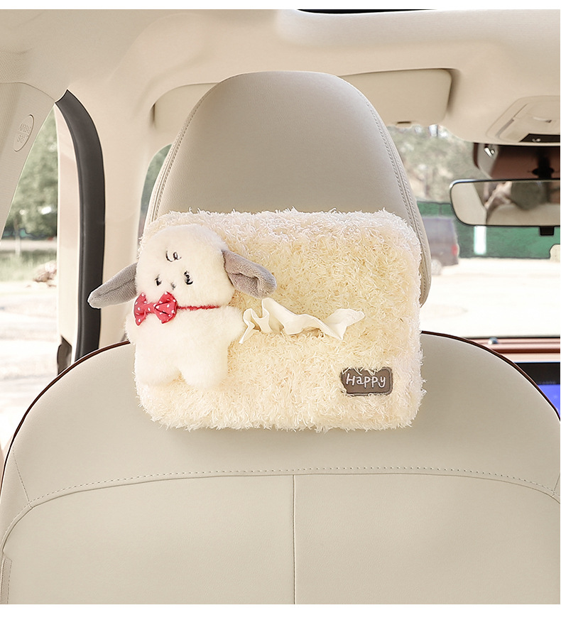 Creative Car Tissue Box Hanging Cartoon Cute Car Interior Paper Box Car Armrest Box Decoration Supplies Women