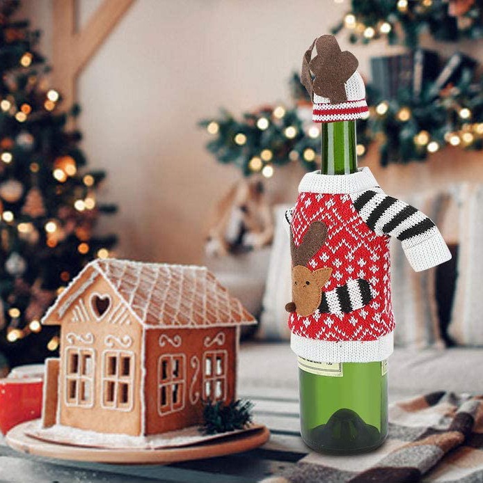 Transfronterizo nueva Navidad creativo alce rojo vino cubierta champán botella bolsa Navidad actividad fiesta decoración