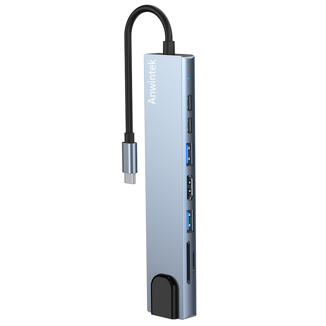 Anwintek1拖8TYPE-C扩展坞转RJ45HDMI读卡器PD安盈科USB3.0 HUB