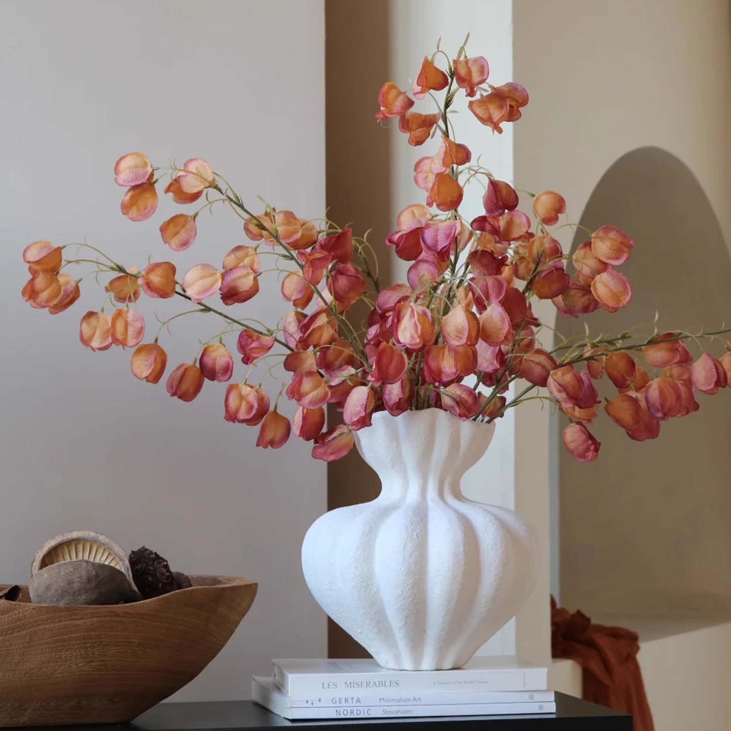 고급스러운 와비사비 스타일의 새로운 중국 스타일의 시뮬레이션 콩 페이스트 안개 분말 랜턴 과일 시뮬레이션 가지 홈 분위기 꽃 장식품