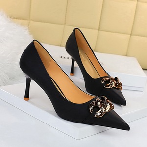 8999-9 han edition high fashion party with shallow mouth pointed metal show thin nightclub buckle sexy high-heeled shoes