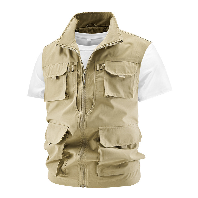 Men's Workwear Vest with Multiple Pockets, Outdoor Fishing and Photography Vest, Stand-Up Collar, Casual Sleeveless Jacket, Men's Style 8869 Men's Workwear Vest with Multiple Pockets, Outdoor Fishing and Photography Vest, Stand-Up Collar, Casual Sleeveless Jacket, Men's Style 8869