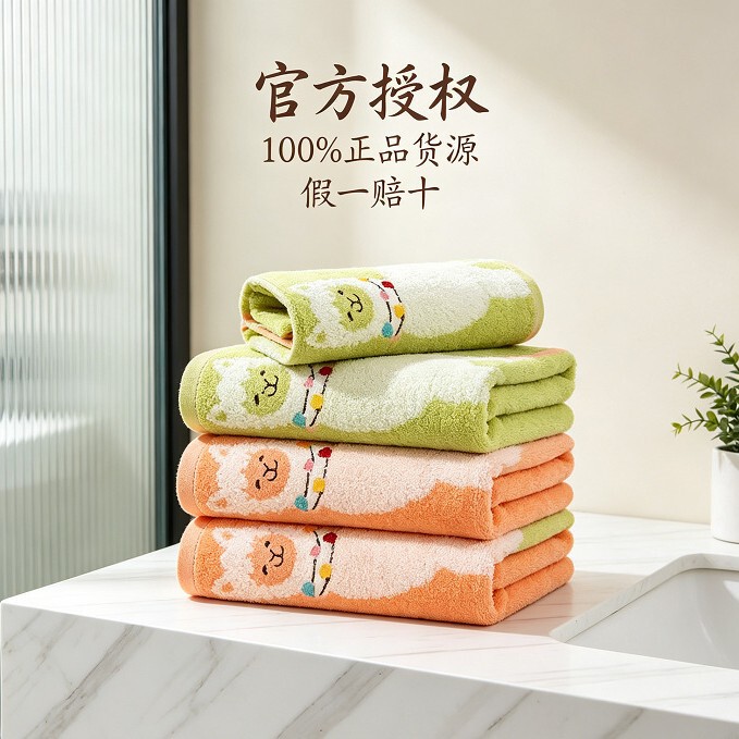Gold Class A cotton skin-friendly children's special towel soft absorbent breathable cute colorful cartoon lint Gold Class A cotton skin-friendly children's special towel soft absorbent breathable cute colorful cartoon lint