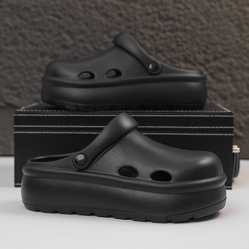 Summer Clogs for Men, Closed-Toe Slippers for Outdoor Wear, Non-Slip Waterproof Chef Shoes, Couple Style, Thick-Soled Height-Increasing Casual Shoes Summer Clogs for Men, Closed-Toe Slippers for Outdoor Wear, Non-Slip Waterproof Chef Shoes, Couple Style, Thick-Soled Height-Increasing Casual Shoes