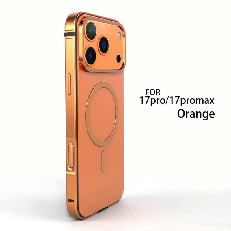 跨境适用IPHONE17PROMAX原机色手机壳金属边框复合背板磁吸防摔护|undefined