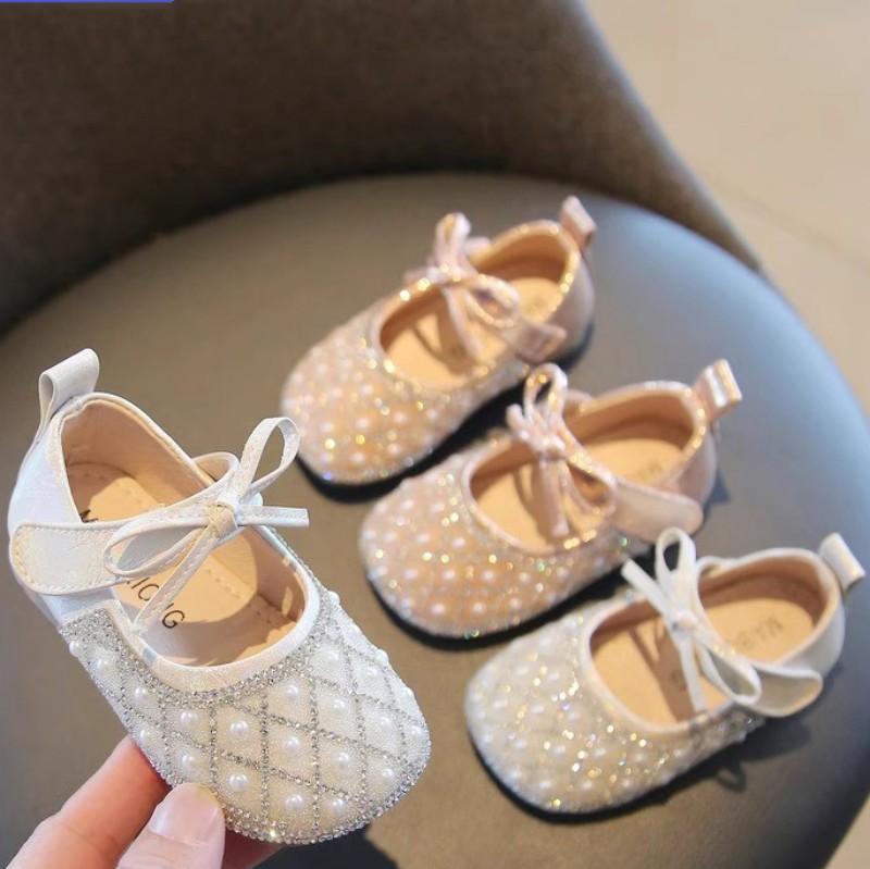 Rhinestone Spring and Summer Baby Girl's Flats Baby Soft-Soled Toddler Shoes Girls Princess Small Leather Shoes Children's Shoes