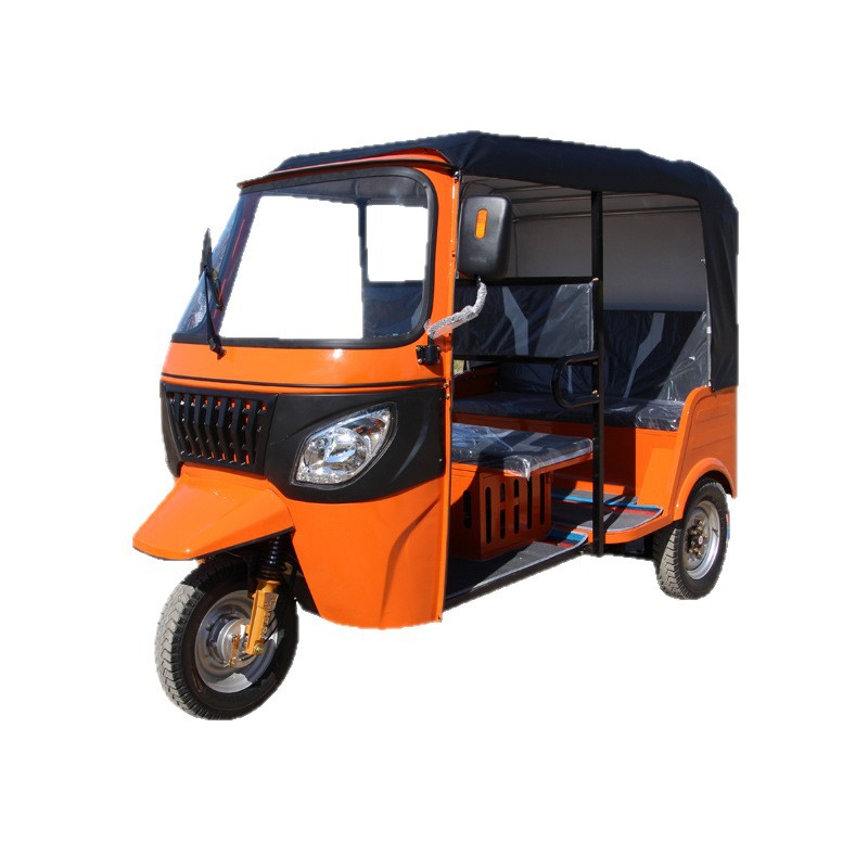 Motocicleta de tres ruedas al por mayor transfronteriza, tuk tuk de doble fila eléctrica de tres ruedas, fabricante de triciclo de pasajeros de motocicleta de combustible