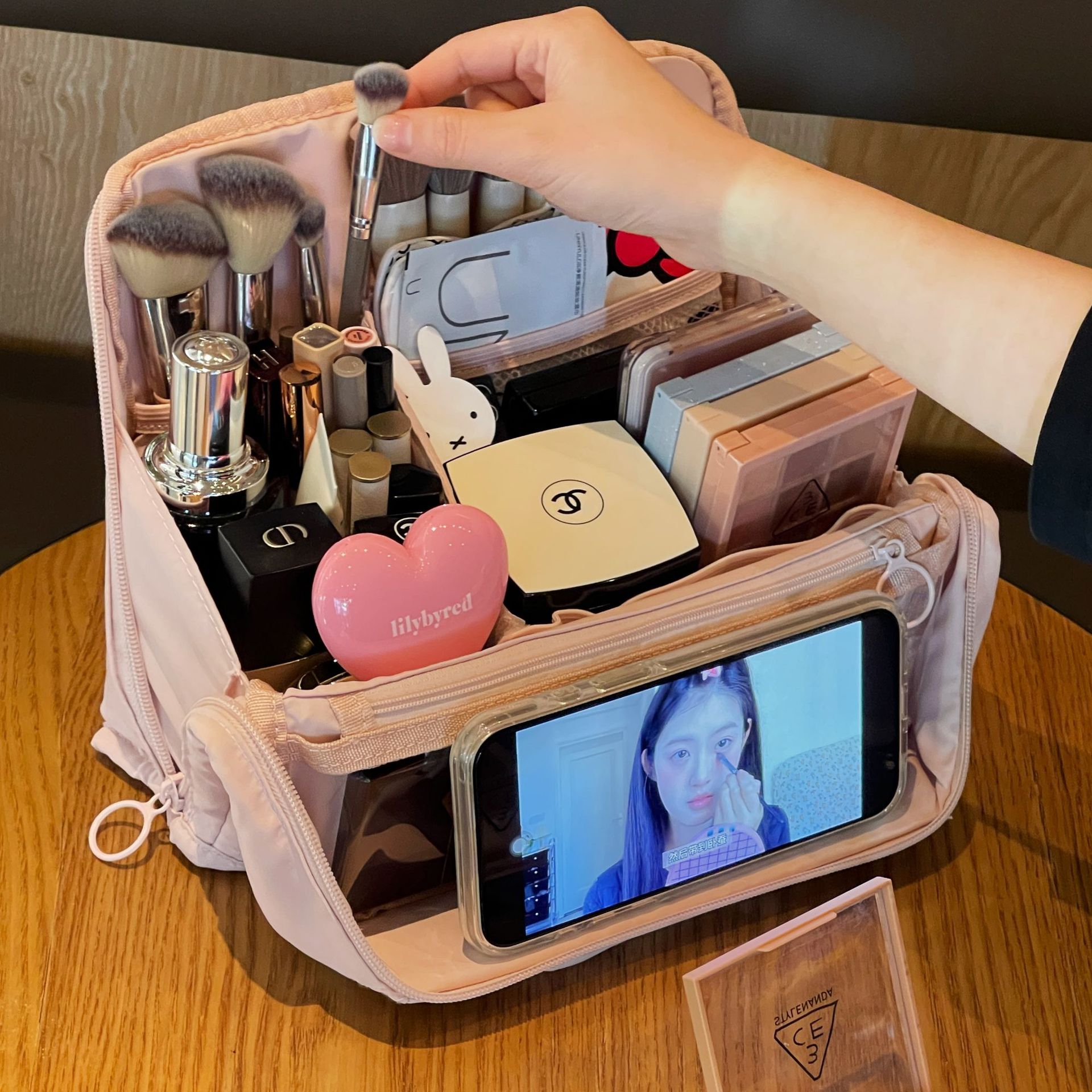 2025 nueva bolsa de maquillaje bolsa de almacenamiento de maquillaje de gran capacidad bolsa de acabado bolsa de viaje bolsa de lavado portátil