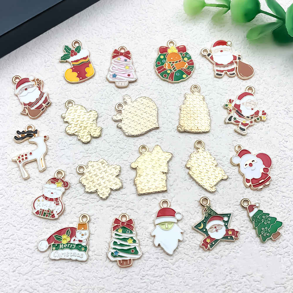 1 Piece 20 PCS/Package 16x23mm 17x22mm Alloy Christmas Tree Santa Claus Gingerbread Pendant display picture 4