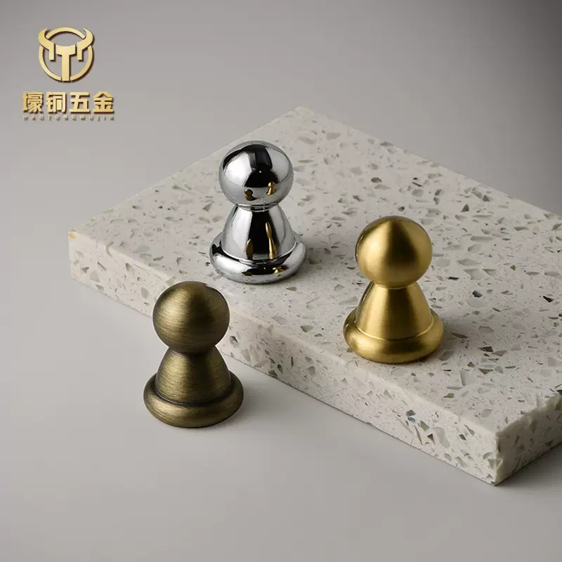 壕铜现代简约实心黄铜拉手金色小雪人晴天娃娃单孔衣柜门抽屉把手