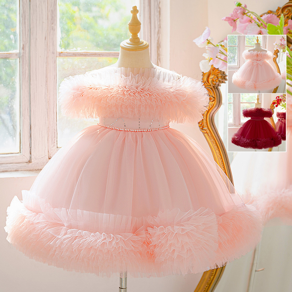 Transfronterizos vestidos de niños de media edad, vestido de princesa, vestido de boda, vestido de piano, vestido de hombro