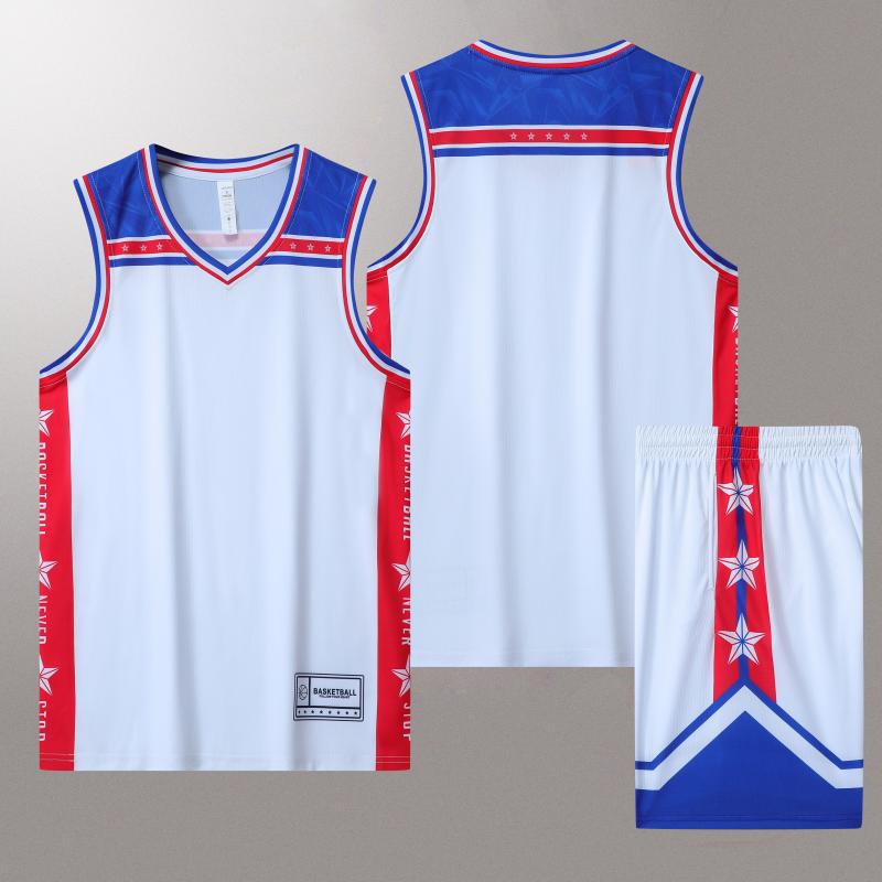 Serie de vestir de baloncesto Dunk Master, vestir de entrenamiento de vestir de baloncesto transpirable, logotipo de impresión, manga corta
