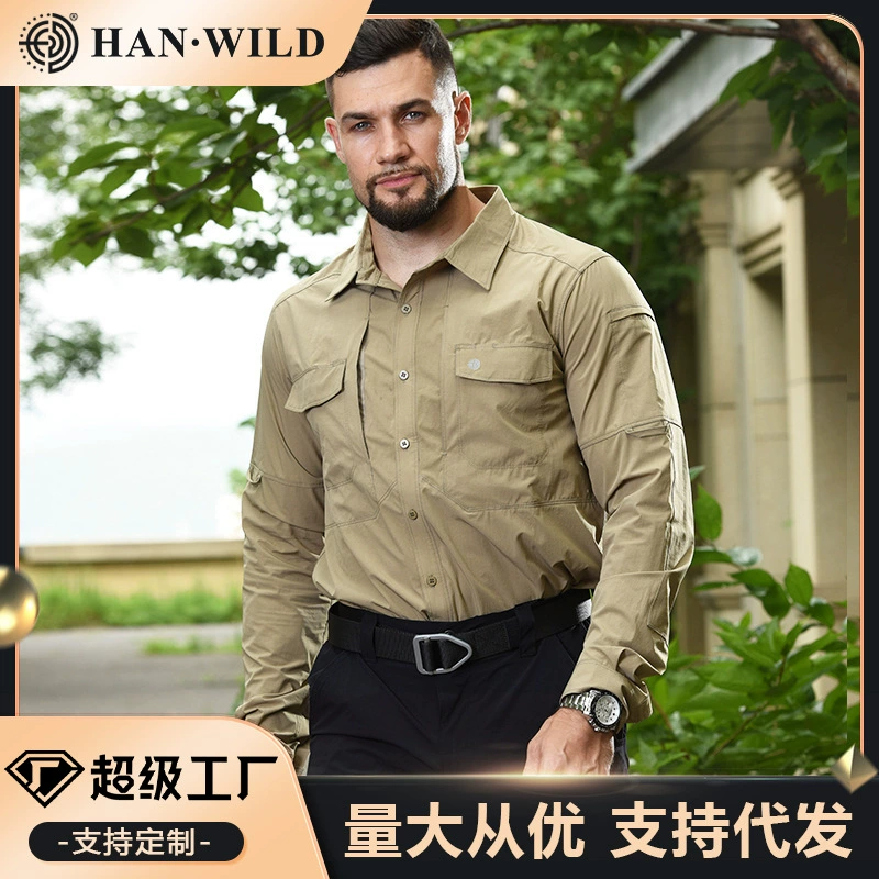 Hanye уличная быстросохнущая рубашка Secretwalker, водоотталкивающая эластичная рабочая одежда, мужская повседневная деловая быстросохнущая рубашка с длинными рукавами