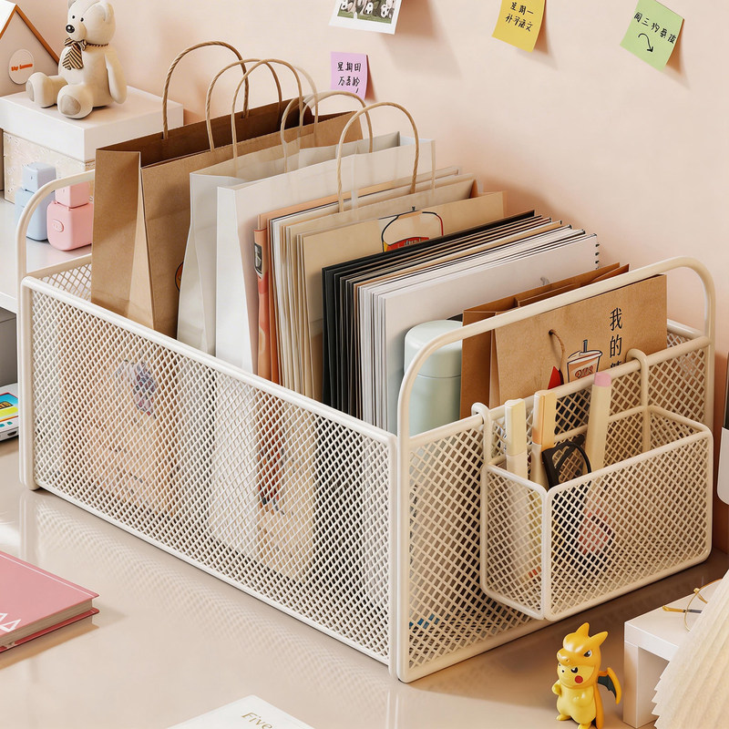 Paper Bag Storage Organizer for Bedroom Desktop, Packaging Bag Sorting Basket, Large Capacity Trash Bags, Delivery Bags, Storage Rack Paper Bag Storage Organizer for Bedroom Desktop, Packaging Bag Sorting Basket, Large Capacity Trash Bags, Delivery Bags, Storage Rack