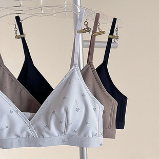 French-Style Triangle Cup Bra for Women with Baby's Breath Design, Small Chest Gathering, No Empty Cup, Rabbit Ear Ultra-Thin Pure Desire Foreign Trade Bra
