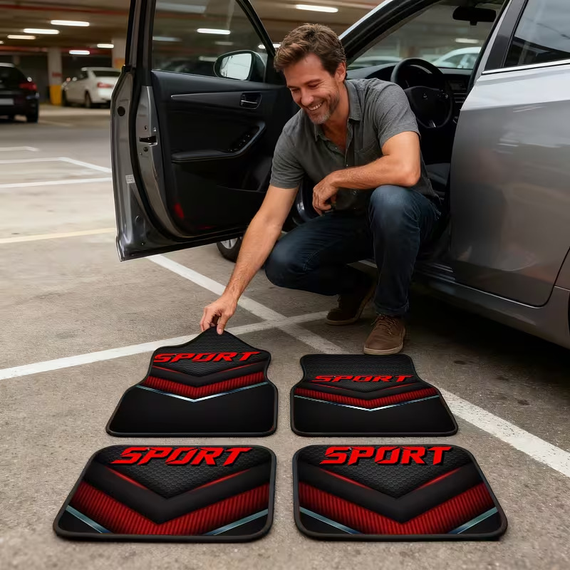 Universal Car Floor Mat Set of Four, Crystal Velvet Mats, Decorative Foot Pads, Dirt-Resistant, Customizable Cross-Border Set