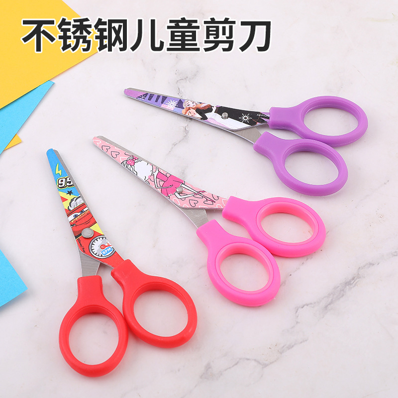 Fábrica mayorista tijeras de acero inoxidable para niños tijeras de corte de papel de jardín de infantes tijeras DIY hechas a mano