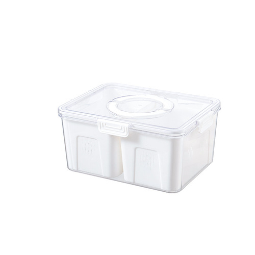 Food storage box transparent divided preservation box, portable food storage box, refrigerator kitchen fruit and vegetable draining box