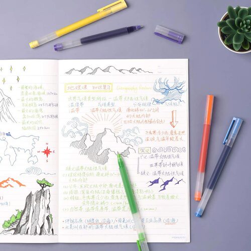 Xiaomi Juneng writes colorful gel pens. Five-color 5-pack large-capacity bullet pens for students to take exams.