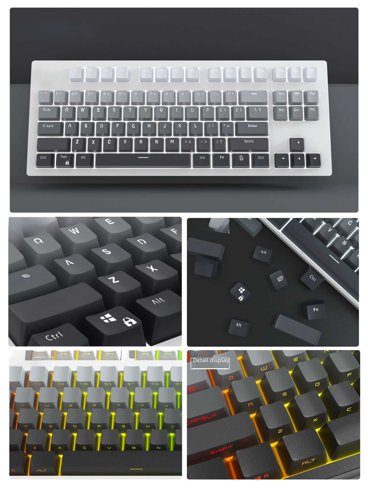 密探 Polar day dust blush fog blue is carved on -side light transmittance keycap Gradient color blue dilateral dye PBT/98