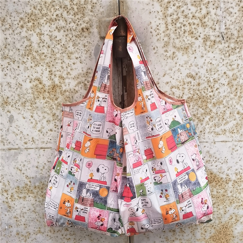 Original Factory Wholesale Exquisite Cartoon Print Cute Girly Pattern Foldable Eco-Friendly Shopping Grocery Storage Bag