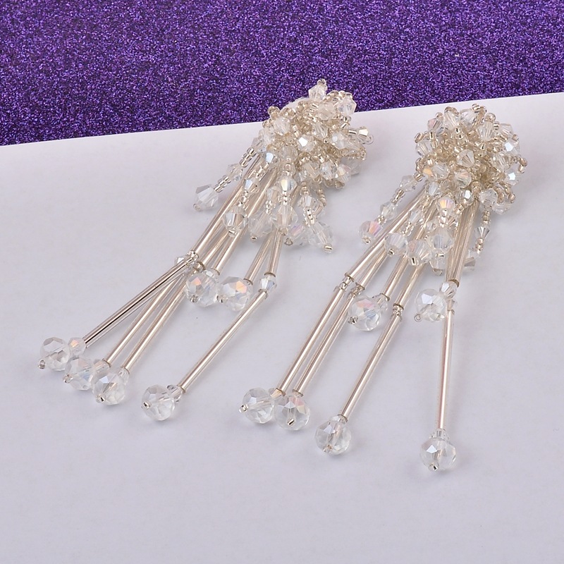 Fashion Solid Color Crystal Tassel Drop Earrings 1 Pair display picture 3