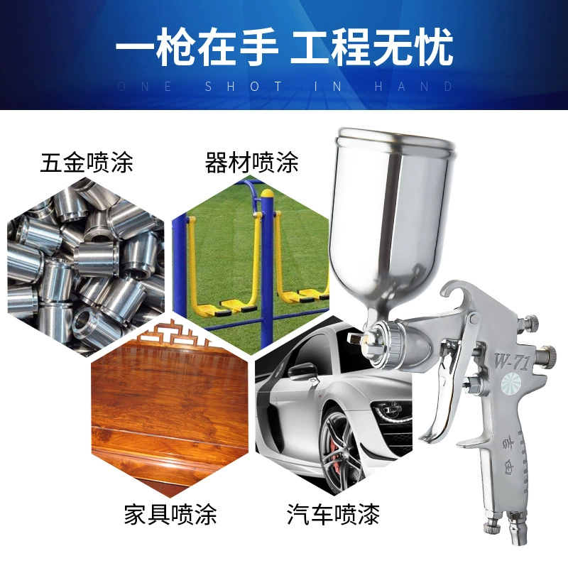 Краскопульт для авто Jiyou W77, мебельный, механический, цвет, стальная плитка, латексная краска под насадкой W71, пневматический краскопульт
