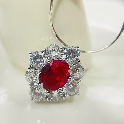 DZ157 彩宝多色锆石女款壕气大气吊坠仿蓝宝石鸽子红锆石皇冠坠子