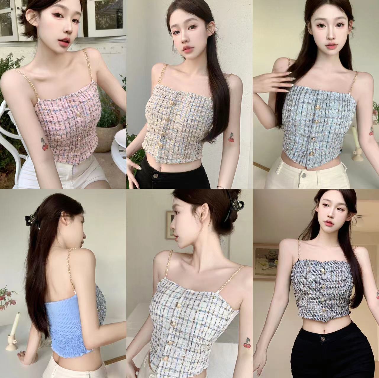 매운 소녀 샤넬 스타일 튜브 탑 여성 여름 프랑스 기질 내복 슬림 슬리밍 민소매 탑 여성용 겉옷