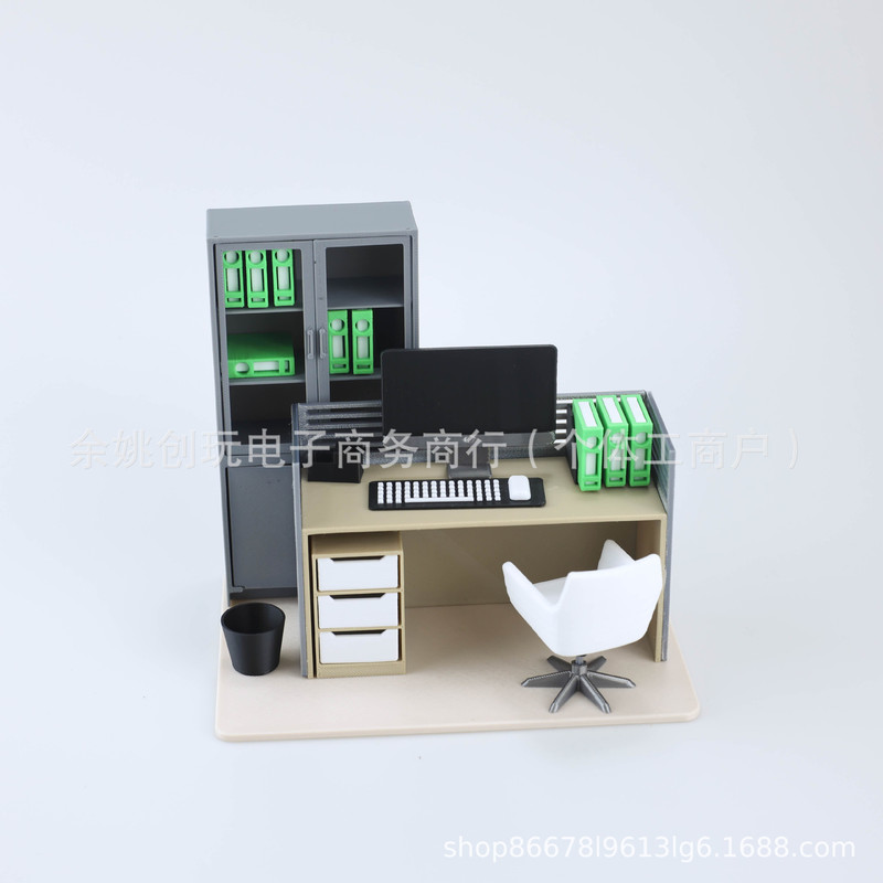 Contemporary Worker Spirit Mini Work Desk, Minimalist Trendy Toy Ornament, Miniature Model