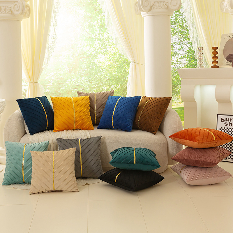 Cross-border Amazon home velvet pillowcase simple solid color sofa splicing cushion office cushion cover wholesale