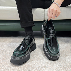 Men's casual leather shoes, men's round toe British patent leather breathable men's shoes, business formal wear, wedding groom's shoes 3368-T