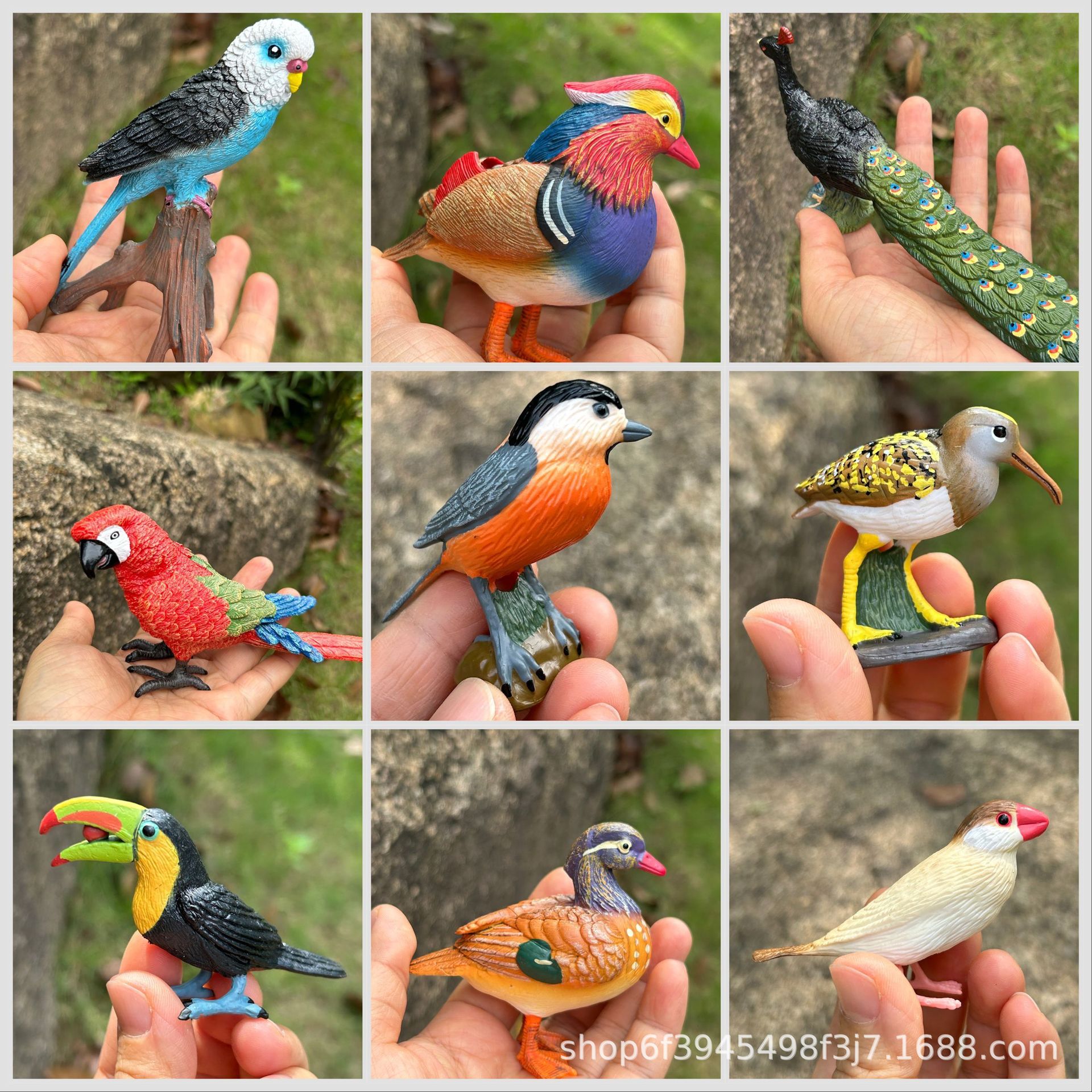 Simulated Solid Bird, Cork Bird, Bird, Owl, Parrot, Mandarin Duck, Peacock Model Toy Ornament Decoration