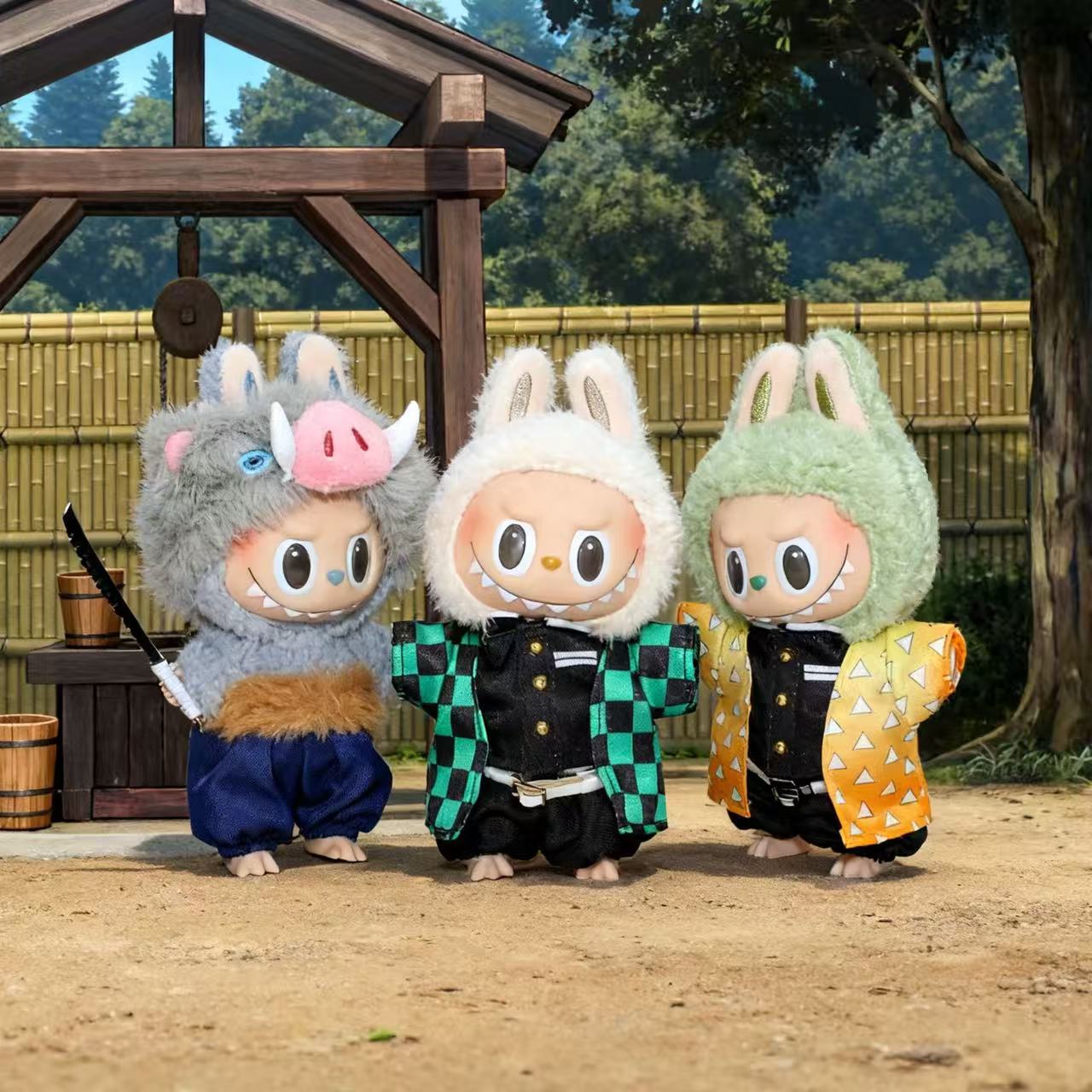 Labubu Demon Slayer: Kimetsu No Yaiba Doll Clothes Labubu Butterfly Ninja Tanjiro Clothes First, Second and Third Generation Blind Box Doll Accessories