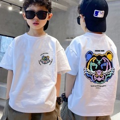 2024休閒潮牌短袖男女同款情侶裝夏季新款男士小落肩T恤衫半袖寬