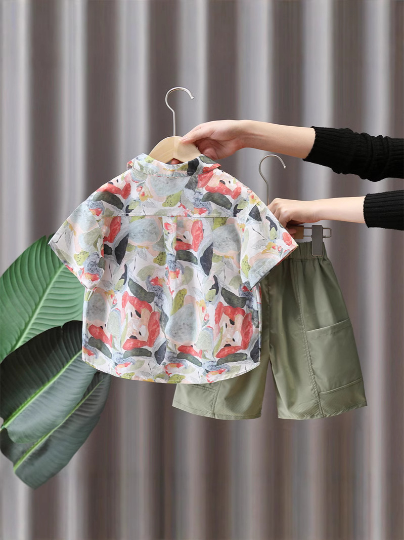 Conjunto de Camisa de Verano para Niños 7242, Estilo 2026, Ropa Delgada para Niños, Conjunto de Tres Piezas de Manga Corta para Bebés